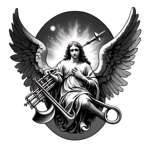 7 trumpets with angel tattoo design tattoo design idea