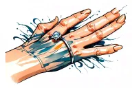 Wedding ring on hand tattoo design idea