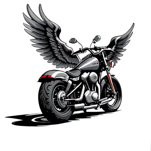 victory gunner motorcycle with wings tattoo design idea