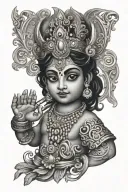sree Krishna angry tattoo design idea