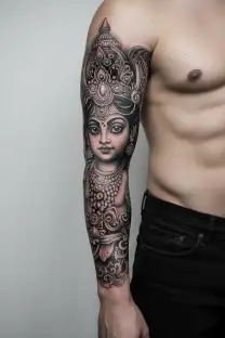 sree Krishna angry tattoo design idea