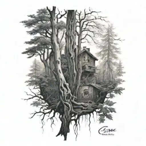 Slavic chury in the background, like a forest 10 millimeter socket tattoo design idea