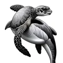 Sea Turtle And Dolphin tattoo design idea