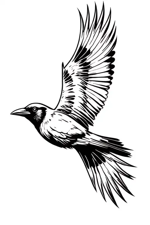 crow flying tattoo design idea