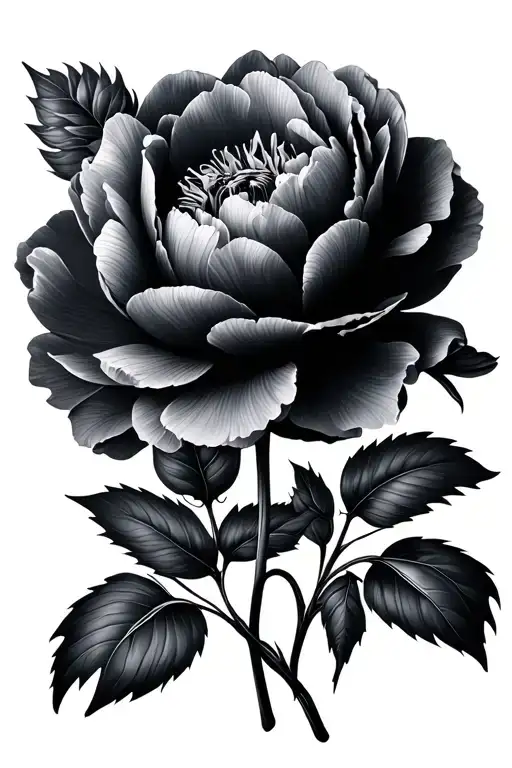 design two black and gray peonies tattoo design idea