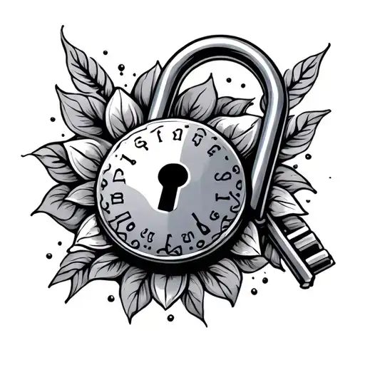 lock and key design tattoo design idea