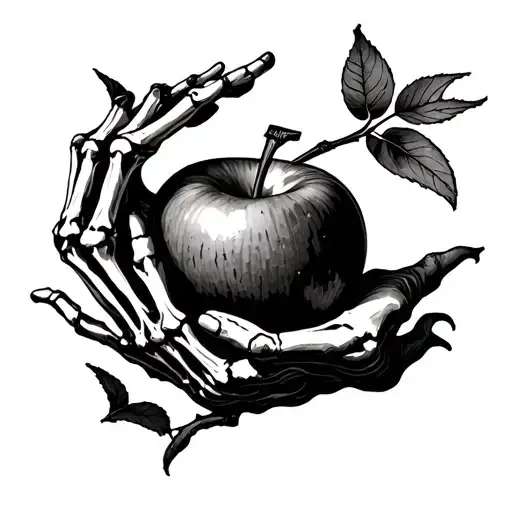 skeleton taking the forbidden apple tattoo design idea