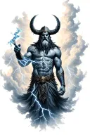 Odin in a cloud throwing lightning bolts as veins tattoo design idea