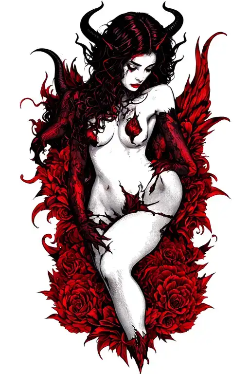 sexy devil seducing tattoo design idea