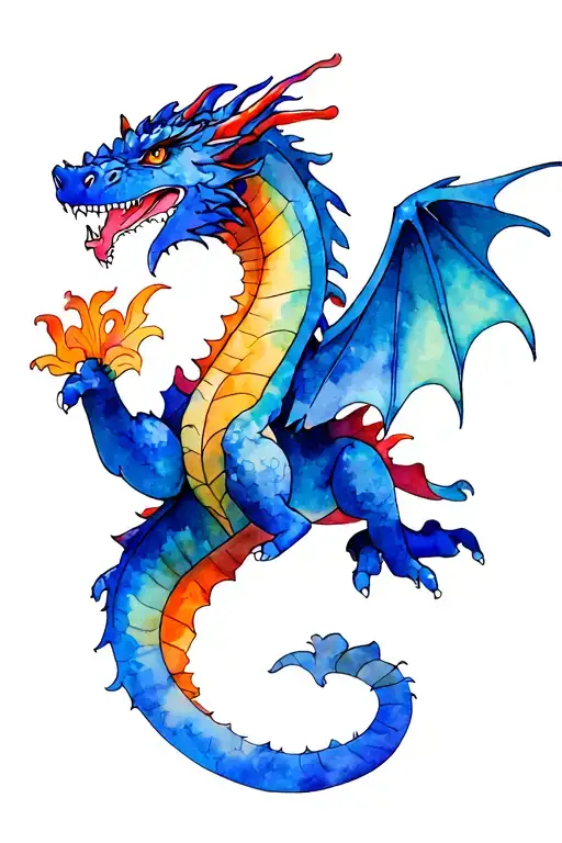 eastern European dragon flying wrapped loosely tattoo design idea