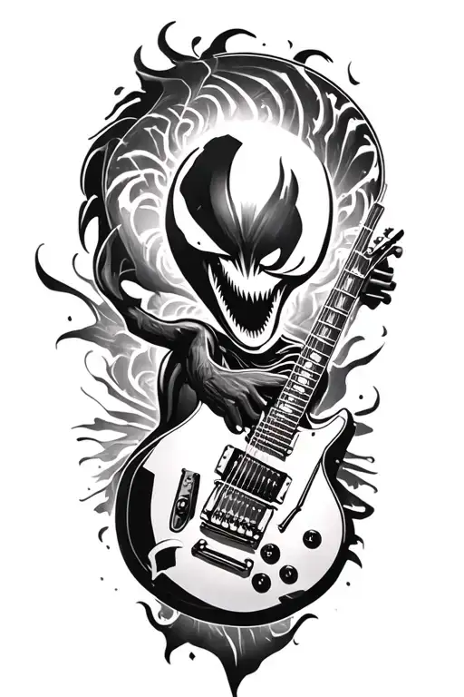 Venom playing the guitar tattoo design idea
