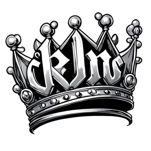 Lyrics B with Cholo Letters Style King Crown tattoo design idea