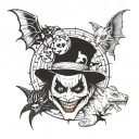 A Joker-inspired tattoo featuring a collection of animals from Gotham City, such as bats, cats, and rats tattoo design idea