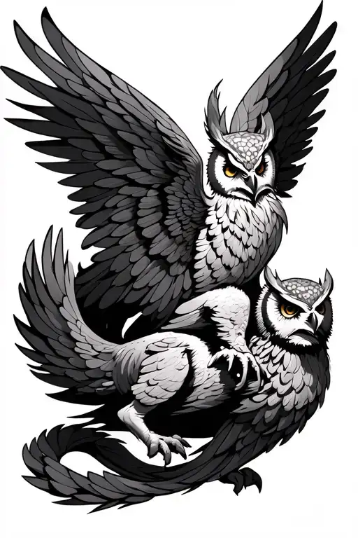 chimera with owl wings tattoo design idea