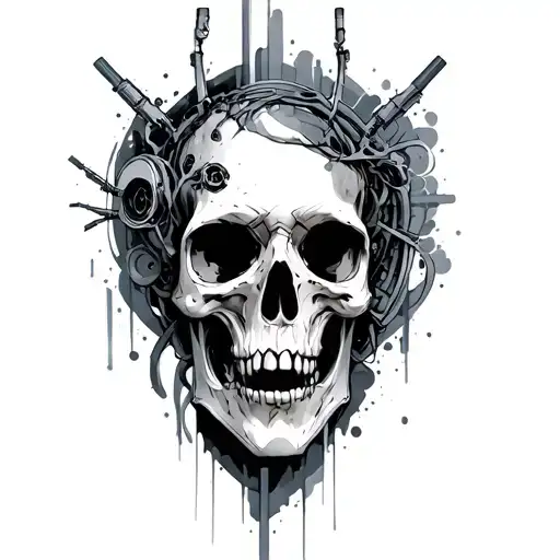 bio mechanical tattoo design idea