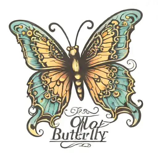 butterfly with names on the wings    tattoo design idea
