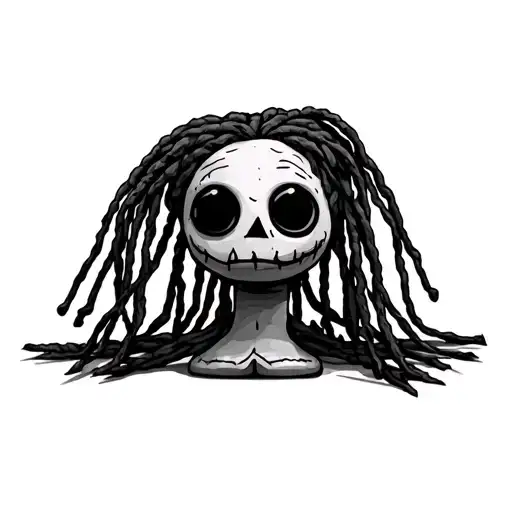 voodoo doll with 7 dreads with shading tattoo design idea