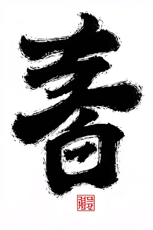 Japanese calligraphy style (shodō), brushstroke look, stacked vertically, even spacing saying 忍  成  進 tattoo design idea