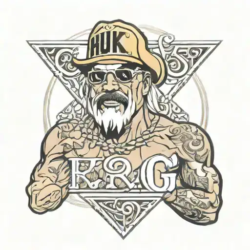 hulk hogan with the initials KG, ET, CG, KF, LO incorporated in it  tattoo design idea