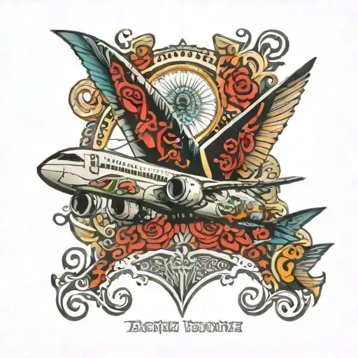 front view of a boeing 787 dreamliner tattoo design idea