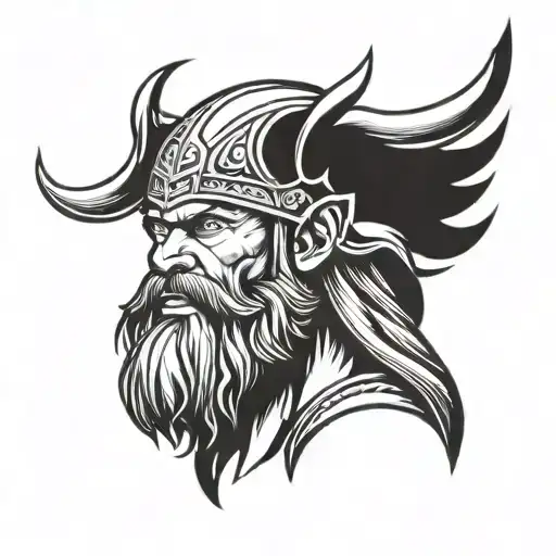 Thor viking with beard tattoo design idea