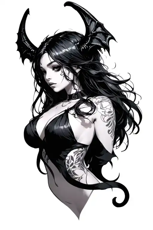 anime succubus tattoo design idea