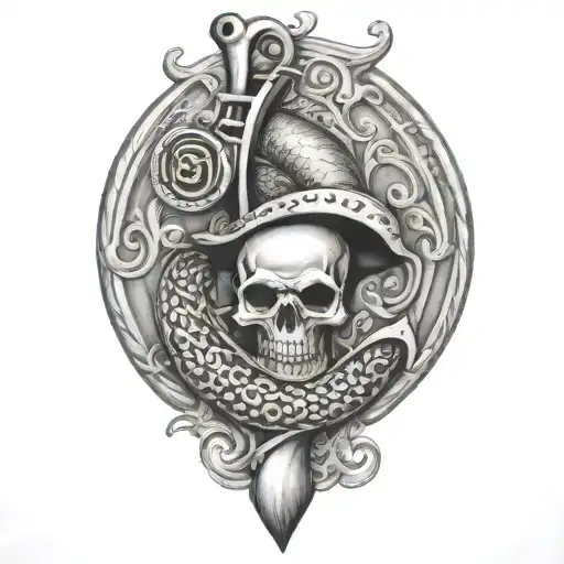 don't tread on me flintlock pistols tattoo design idea
