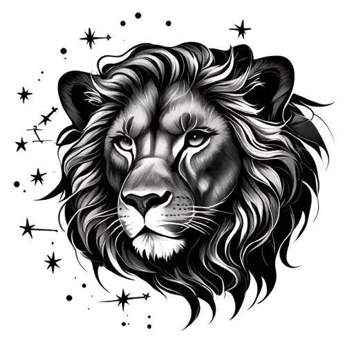 tattoo of leo zodiac sign constellation. made for a girl, incorporating stars. also medium sized on back of shoulder tattoo design idea