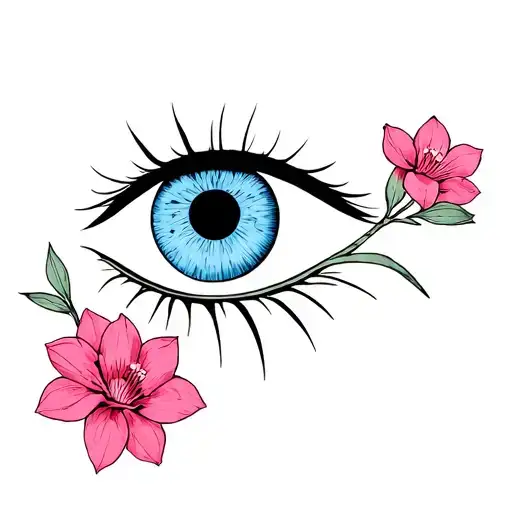 Cherry flowers + Horus eye + 555 + ohana tattoo design idea