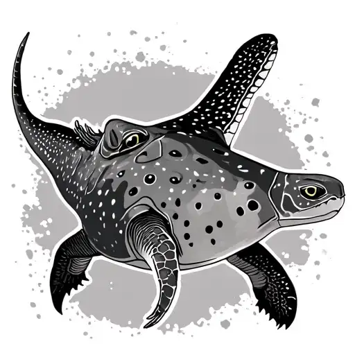 spotted eagle ray turtle dinosaur tattoo design idea