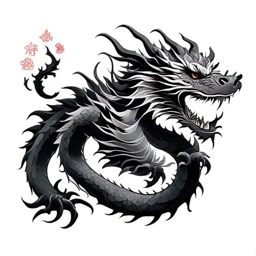 I’m looking to get a tattoo on my arm. I was born in the Year of the Dragon, so I want a dragon as the main element — sh tattoo design idea