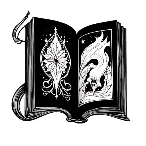 fantasy book style illustration tattoo design idea