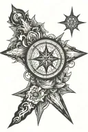 cross inside compass tattoo design idea