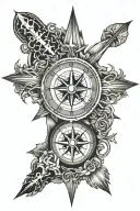 cross inside compass tattoo design idea