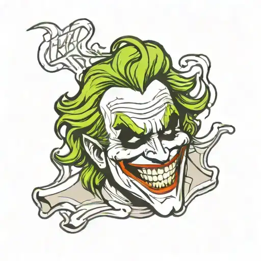 the joker laugh now cry later mask tattoo design idea