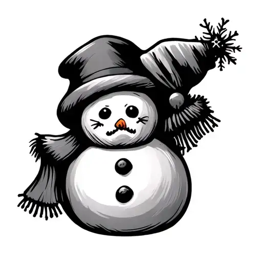 sad Snowman tattoo design idea