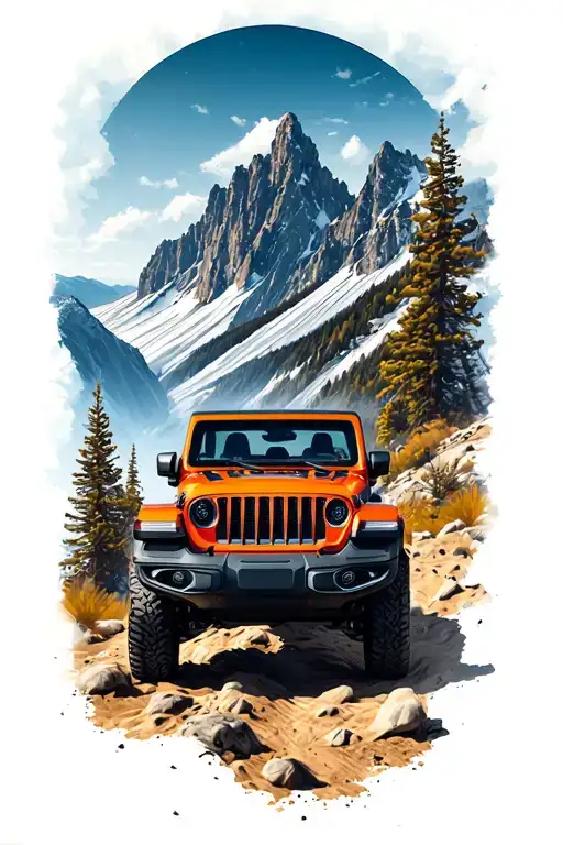 wrangler rubicon drivin in mountains inside tattoo design idea