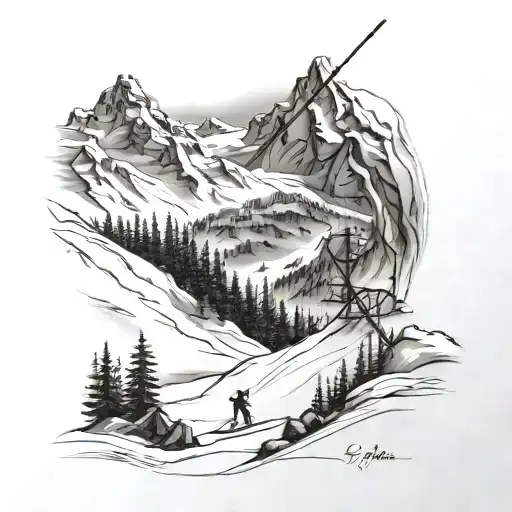 Ski Berge Winter  tattoo design idea
