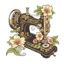 sewing machine hawaii flowers tattoo design idea