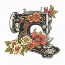 sewing machine hawaii flowers tattoo design idea