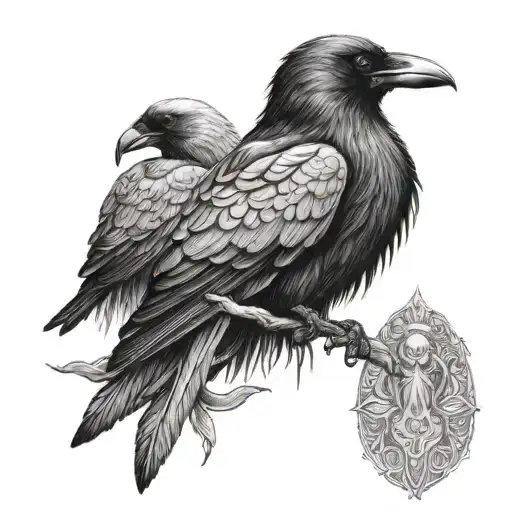 Crow and African high priestess  tattoo design idea
