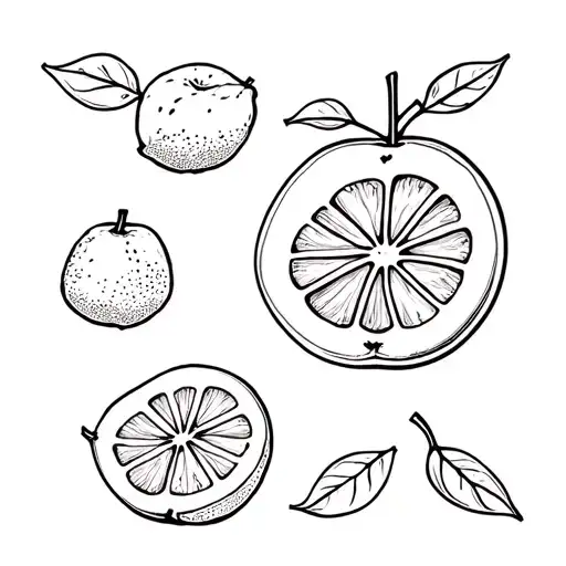 fruit flash sheet fine line tattoo design idea