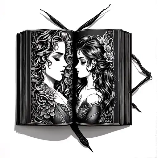 spicy dark romance book open tattoo design idea