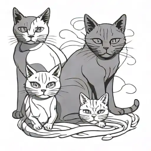 Minimalist outline of cats tattoo design idea
