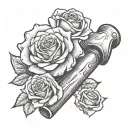 anvil roses hammer tattoo design idea