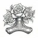 anvil roses hammer tattoo design idea