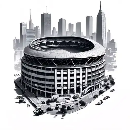 metlife stadium with nyc in the background tattoo design idea