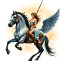 Valkyries with a horse and wings tattoo design idea