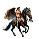 Valkyries with a horse and wings tattoo design idea