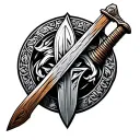 wooden rudius sword from Gladiator tattoo design idea